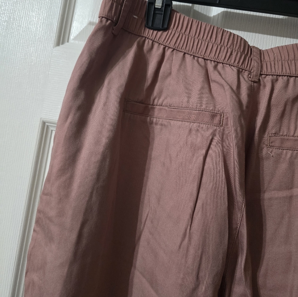 Abercrombie & Fitch Tailored Wide Leg Blush Pink Trousers, High Waist, Baggy Fit - Picture 10 of 12